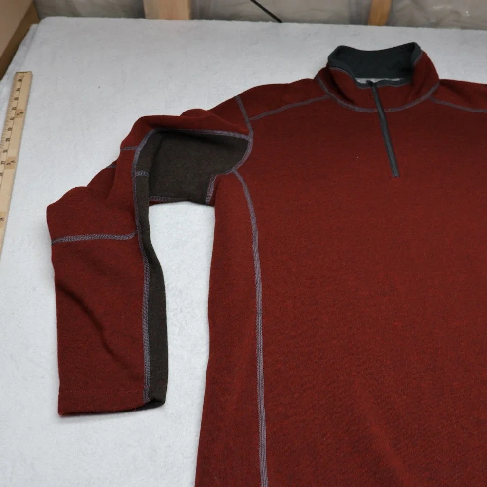 Kuhl Revel Sweater Mens Large‎ Red 1/4 Zip Pullover Fleece Knit Outdoor Hiking